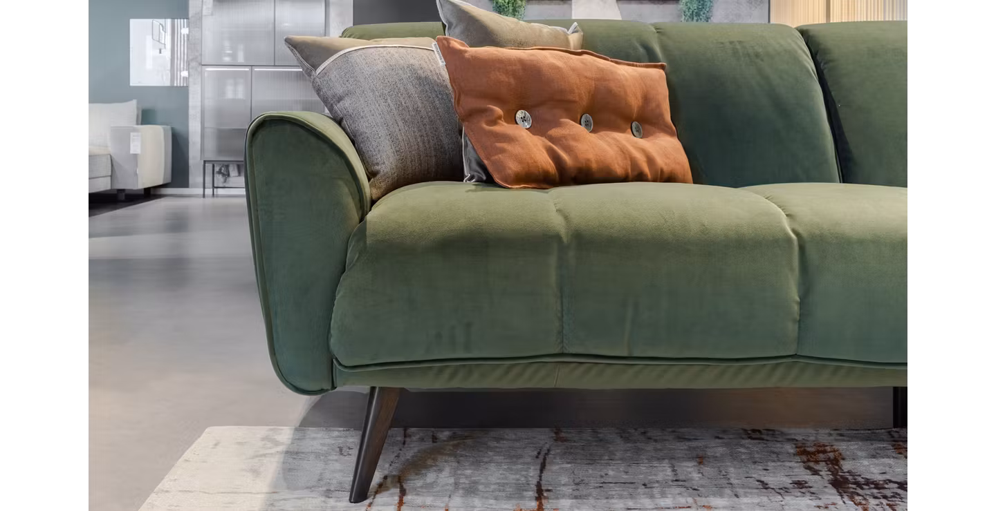 Canapea cu sezlong dreapta Talento textil Brezza Dusty Green | Rovere