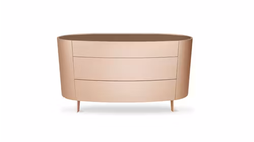 Comoda Stoccolma 3 sertare Papiro Perla Opaco + top Rame Perla Opaco + picioare Papiro Perla Opaco
