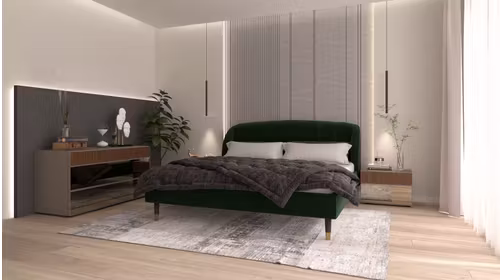 Noptiera Vinci Grigio Piacenza + Noce + Bronze Mirror