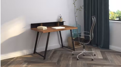 Birou Atlante cu finisaj Materico Noce Ambra si structura antracit, stil modern urban 120x70 cm