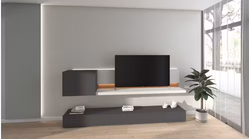 インテリア書籍 Vivere Moderno Biblioteca living Valentino, wenge + bej + print, 360 cm, 8C