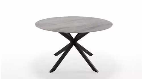 Masa Robin rotunda cu top din piatra sinterizata Gray si structura metalica Black, diametru 130 cm.