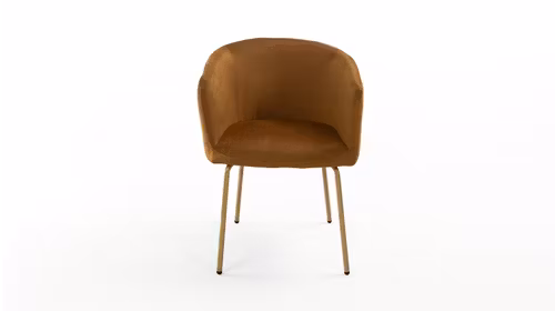 Scaun Will textil Davis Monolith Caramel + picioare Golden Powder