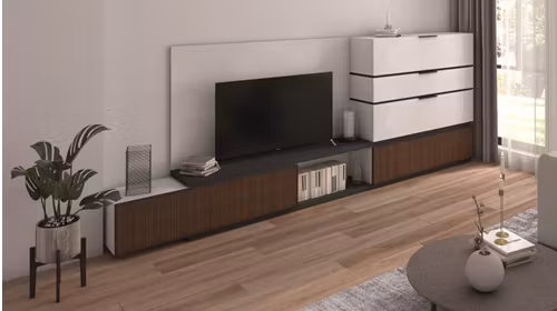 Mobilier living Atlante Cemento Chiaro + Noce Canette + Antracite