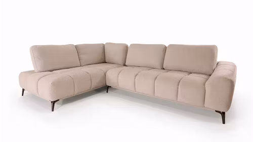 Canapea de colt cu sezlong Desmond, textil Sutton Cement, stanga