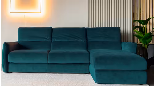 Canapea de colt extensibila cu sezlong Meraviglia Brezza Turquoise, dreapta