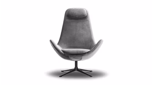 Fotoliu rotativ Ghost Super Velvet Silver Grey, produs expus, cu tapiterie catifelata si design modern.