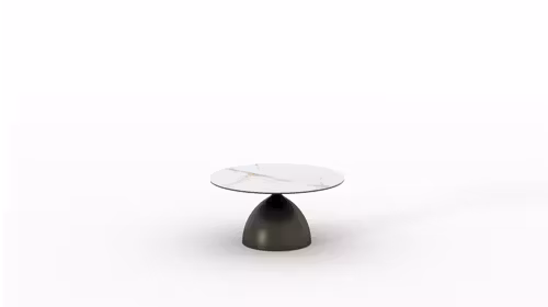 Masuta de cafea rotunda Portobelo cu blat ceramica Golden Cararra si structura Dark Bronze, diametru 40 cm.