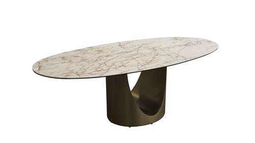 Masa Beatriz Champagne Gold Chromed 238x118 cm – Design Lux, Structura Crom Aurie, Ideala pentru Living si Dining Premium