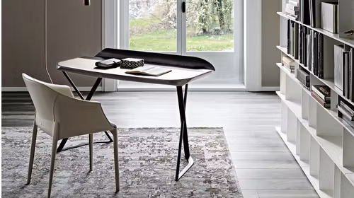 Birou Cocoon Brushed Grey + Piele Ice