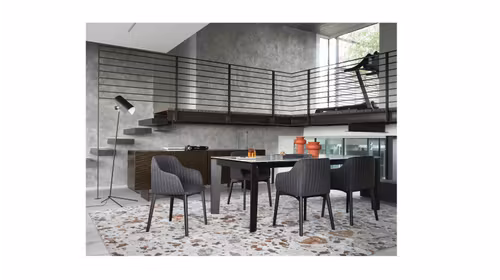 Masa extensibila Abrey Matt Black/ Silk White Marble 160 (220) cm