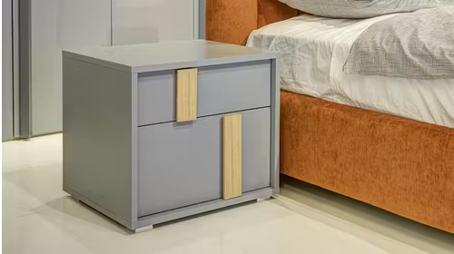 Noptiera Tokyo 2 Sertare Alluminio Opaco + Rovere Nodato
