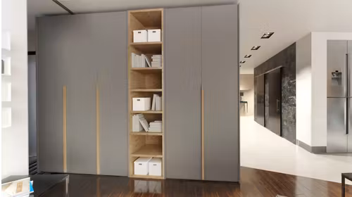 Dressing Uno Batant Alluminio Opaco+Maner J6 Rovere Nodato Nobilitato