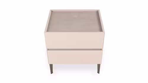 Noptiera Maxine Beige + Top Ceramic Grey Stone cu Incarcator Wireless + LED