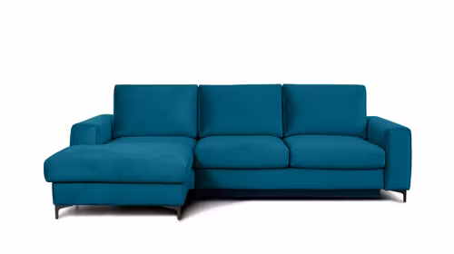Canapea de colt extensibila Bella Piano Ocean Blue S3, stanga