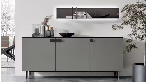 Bufet Basilea Anthracite/Matt Salt Grey