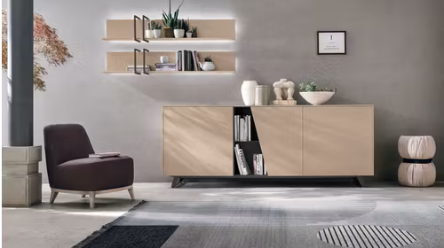 Bufet Diagonal Anthracite/Sand Oak Wood