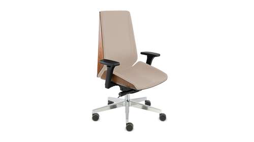 Scaun de birou Moon Wood Chrome Light Walnut Valencia Cappuccino