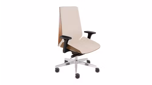 Scaun de birou Moon Wood Chrome Light Walnut Valencia Cream 