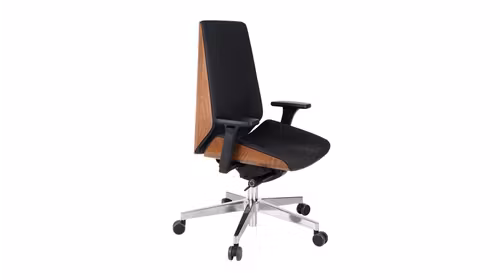 Scaun de birou Moon Wood Chrome Light Walnut Valencia Black