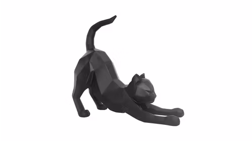Decoratiune Origami Cat Stretch Matt Black