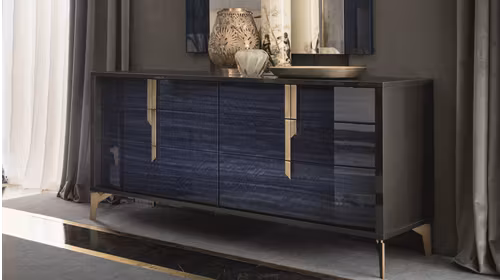 Comodă Oceanum cu 6 sertare, finisaj Blue/Grey, design elegant, MDF și PAL furniruit