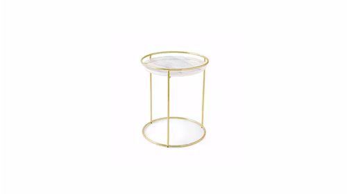 Masuta de cafea Atollo Polished Brass/White Marble 42.5 cm