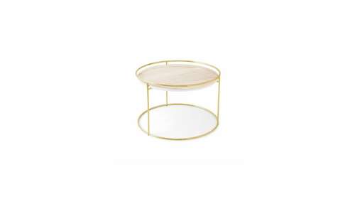 Masuta de cafea Atollo Polished Brass/Golden Onyx Marble 62.5 cm