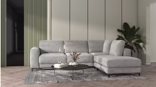 Canapea de colt extensibila Bella Salvador Light Grey S1, dreapta