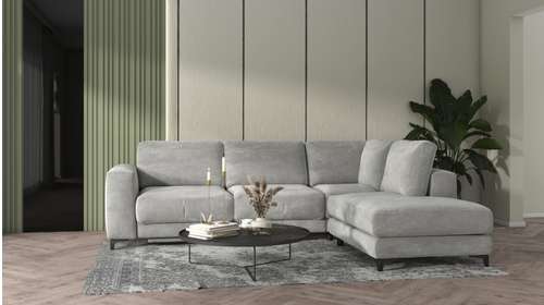 Canapea de colt extensibila Bella Salvador Light Grey S1, dreapta