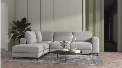 Canapea de colt extensibila Bella Salvador Light Grey S1, stanga