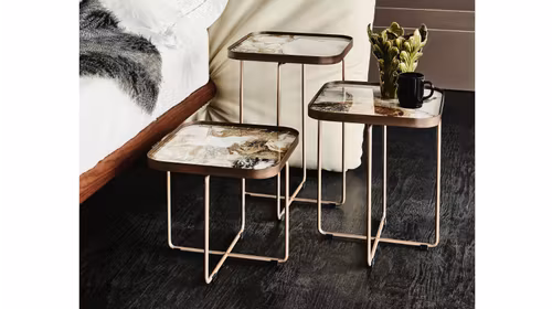 Set de 3 masute Benny Keramic, Makalu KM11 36x36, produs expus, cu design modern si finisaj elegant.
