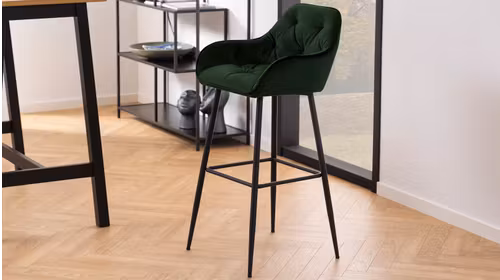 Scaun de bar Brooke Velvet Forest Green