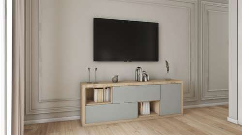 Bufet Giornopergiorno MD02T Rovere Nodato/Alluminio Liscio