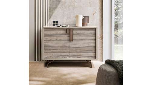 Bufet Jupiter 2 usi Pearl Line High Gloss + Eco Stone Matte 108 cm