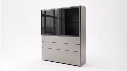 Bufet My Space Glass Transparent Grigio + Metal Smoke Surfaced + Profil Mocha Shine - Expus