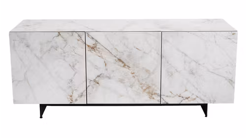 Bufet Remo Ceramic KL-355/Bronze, cu blat, fronturi si laterale din ceramica cu aspect de piatra naturala si baza metalica Bronze V05.