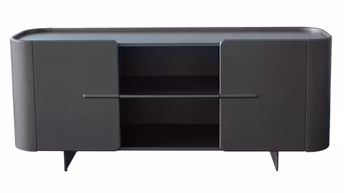 Bufet Carlos Red Lucios din MDF, cu finisaj rosu lucios si design modern pentru living sau dining.