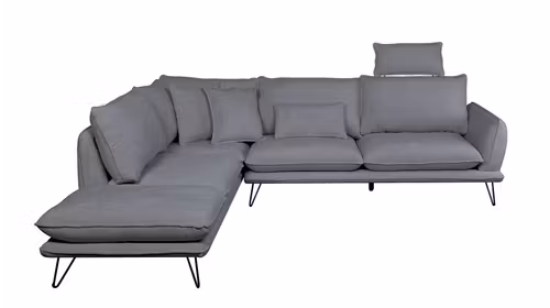 Canapea de colt cu sezlong Treviso textil Grey, stanga