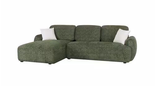 Canapea cu sezlong Casablanca textil Raven Dark Green, stanga