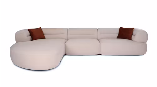 Canapea cu sezlong Corrado textil Beige, stanga