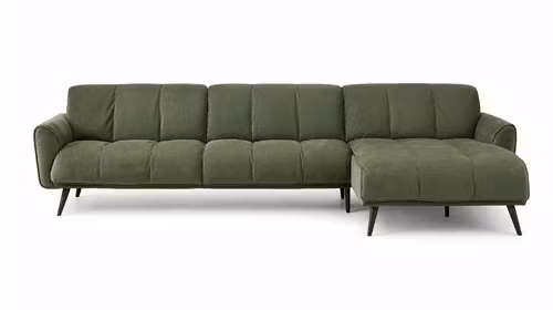 Canapea cu sezlong dreapta Talento textil Brezza Dusty Green