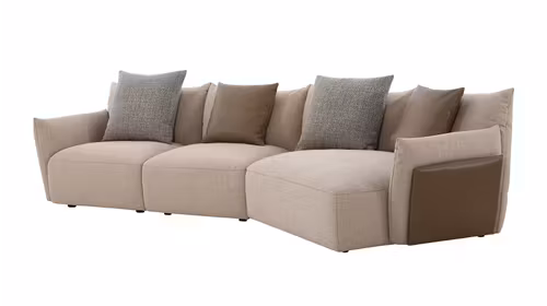 Canapea cu sezlong Enzo textil Beige, dreapta