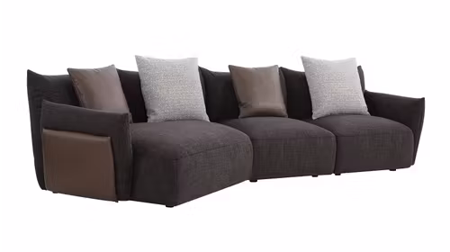 Canapea cu sezlong Enzo textil Dark Grey, stanga