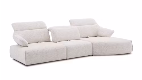 Canapea cu sezlong Jo textil Light Grey, Dreapta