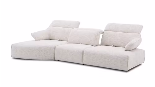 Canapea cu sezlong Jo tapitata Light Grey A3880, configuratie stanga, design modern si spatar reglabil.