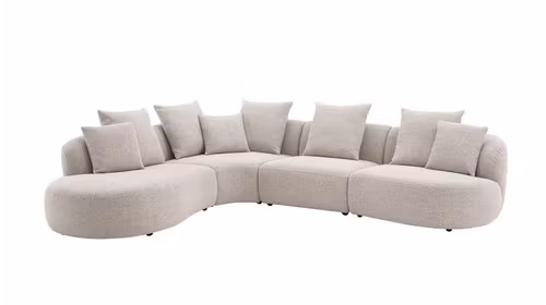Canapea cu sezlong Layton textil Light Beige, stanga
