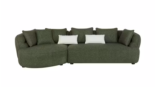 Canapea cu sezlong Nisa textil Cloud Green, stanga