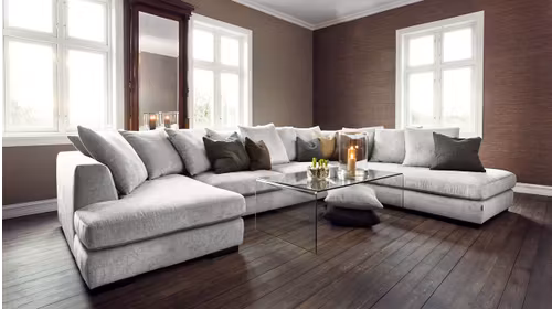 Canapea cu sezlong Paso Doble Night "U" textil Grey Light, dreapta