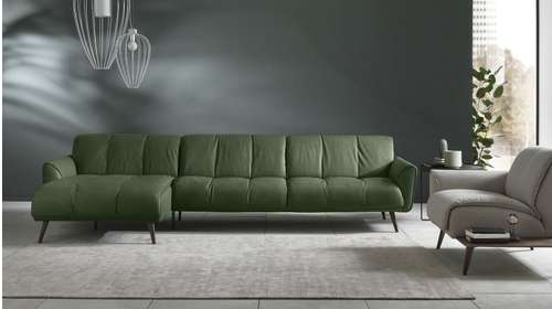 Canapea cu sezlong stanga Talento textil Brezza Dusty Green